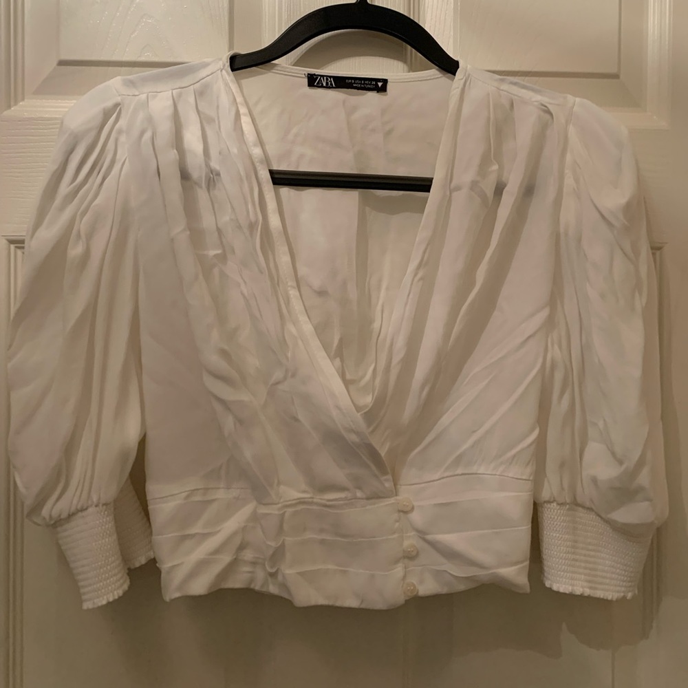 White Zara Blouse, elbow length sleeve